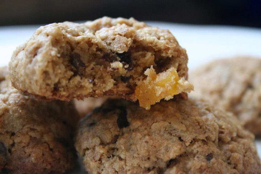 Havrekjeks med sjokolade, mango og kokos