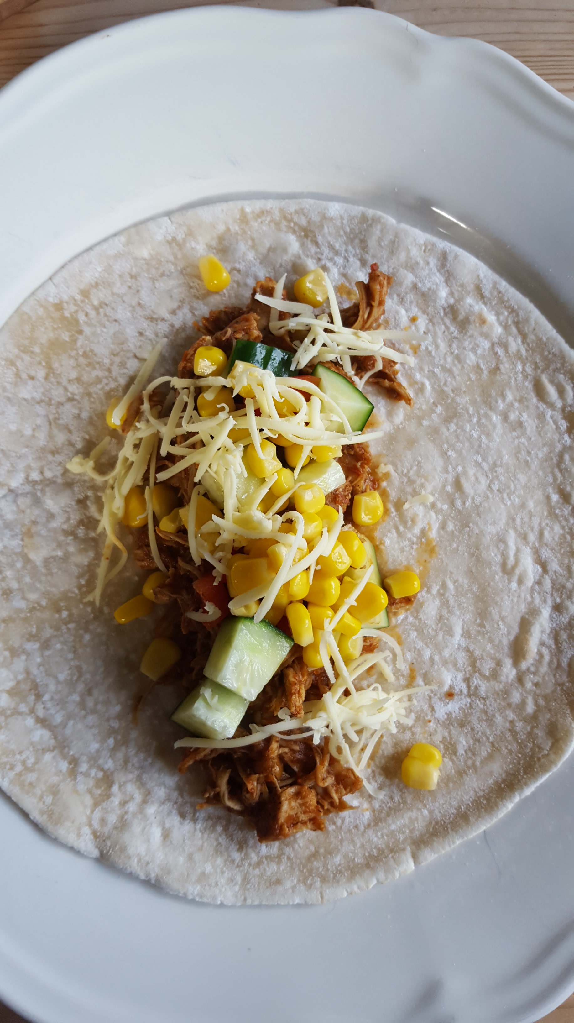 Røska kylling (pulled chicken) – tacostyle