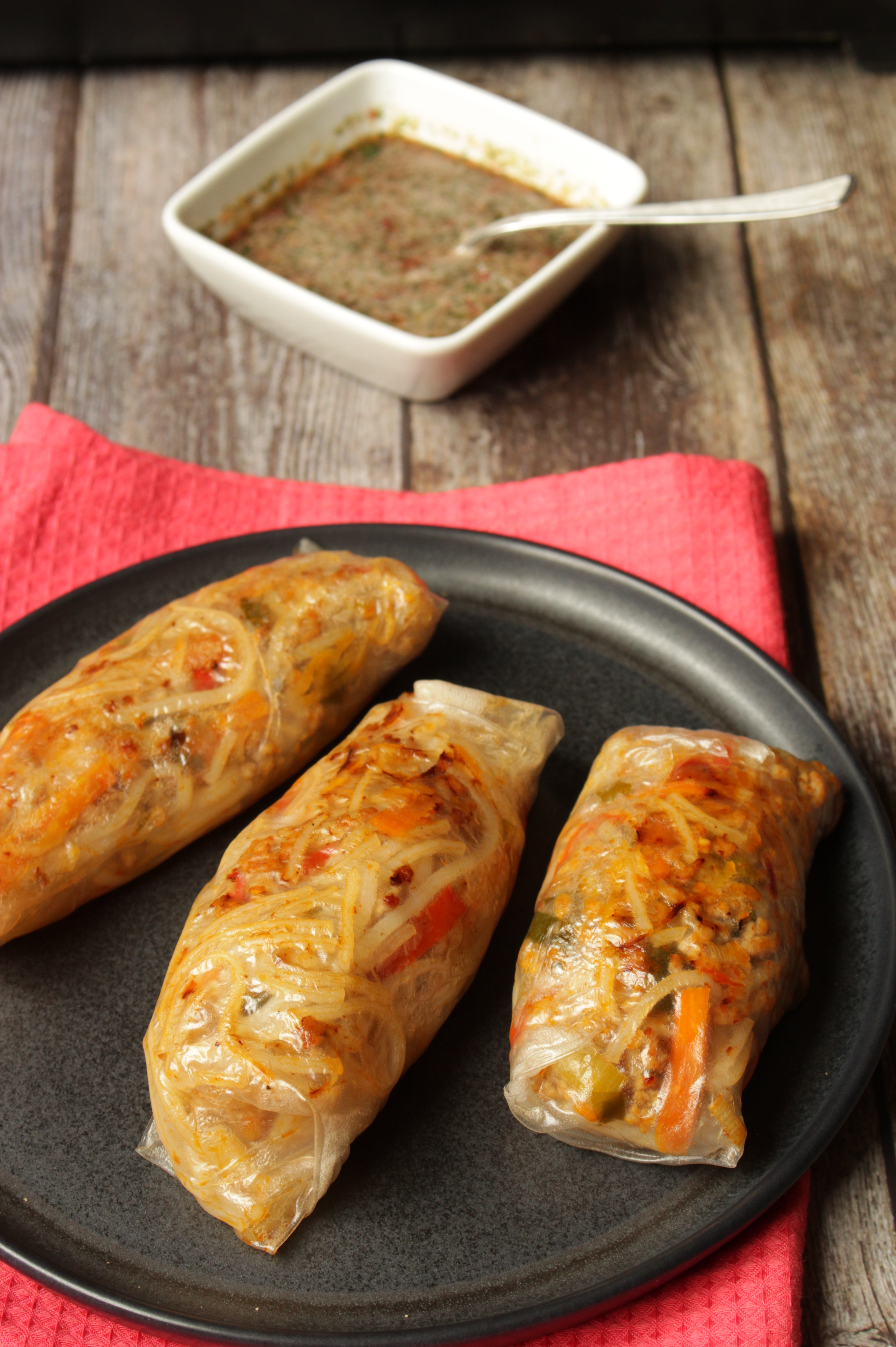 Glutenfrie vårruller med hot dipsaus(+)